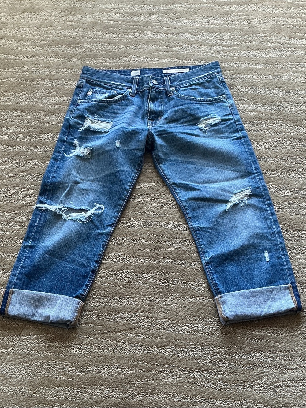 Ag Adriano Goldschmied Distressed Ex-Boyfriend Crop 17 YR DAMAGE 27R US
